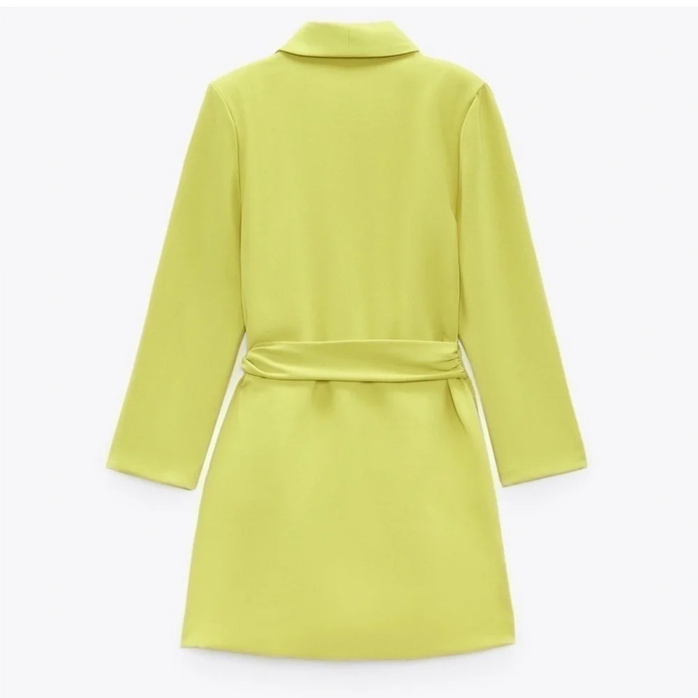 NWT ZARA XS Lime Green Pareo Mini Wrap Blazer Tie Dress SPRING Summer Vacation - Picture 5 of 16